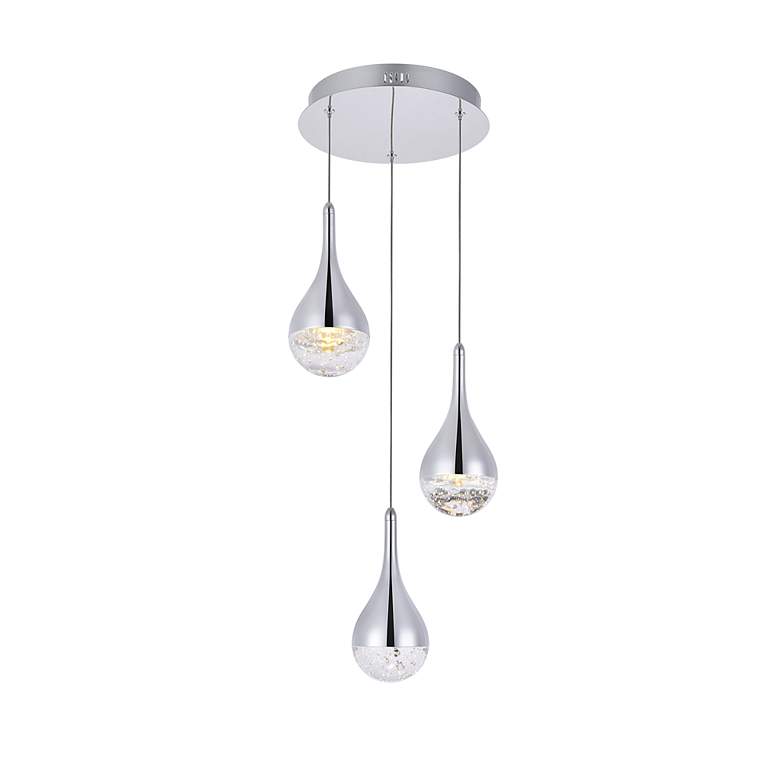 Image 5 Amherst 12" Wide Chrome Teardrop LED Multi-Light Pendant more views