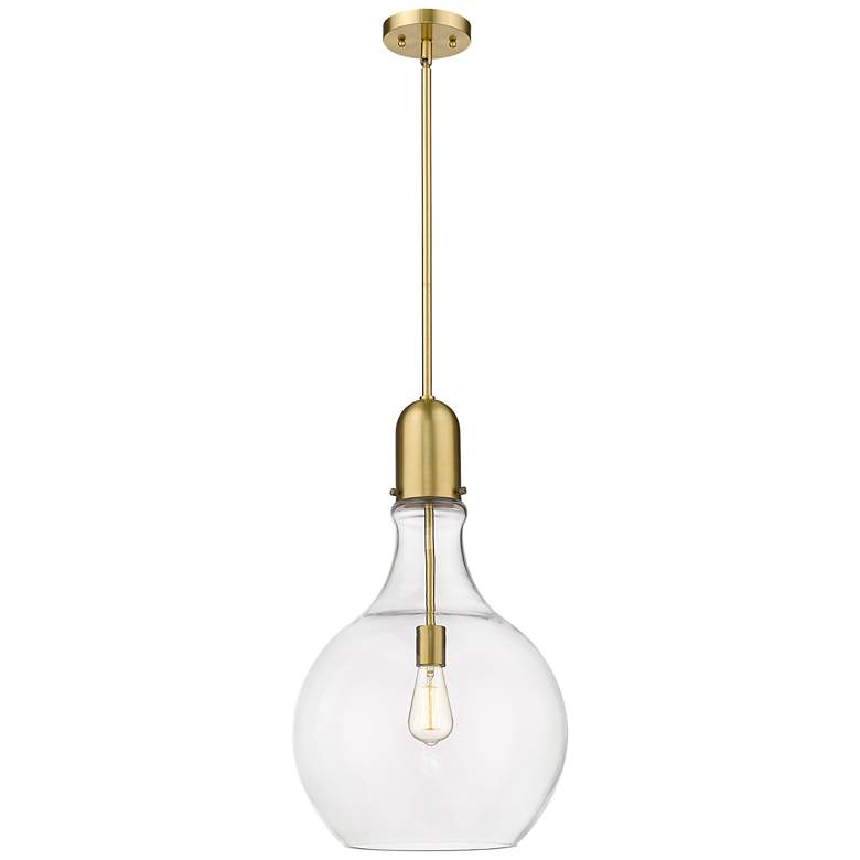 Image 1 Amherst 13 3/4" Wide Satin Gold Pendant Light w/ Clear Glass