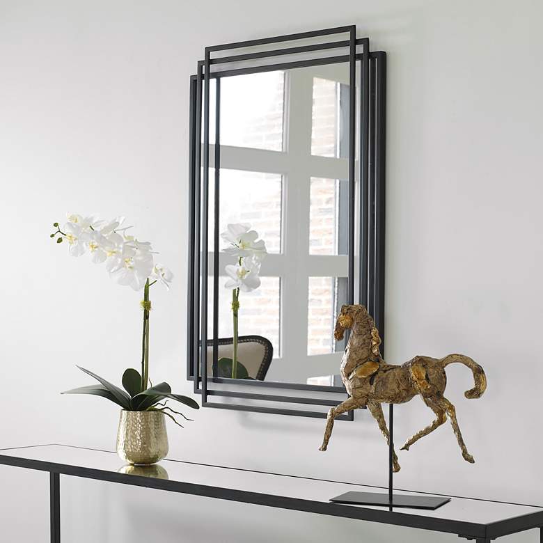 Image 7 Amherst Matte Black Metal 23 3/4 inch x 36 1/2 inch Wall Mirror more views
