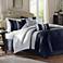 Amherst Navy White Striped 7-Piece Comforter Bed Set