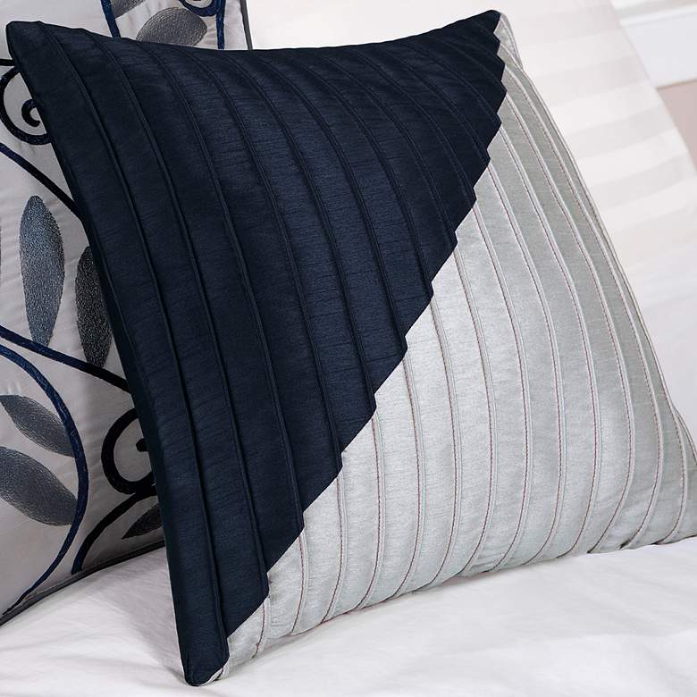 Image 4 Amherst Navy White Striped 7-Piece Queen Comforter Bed Set more views