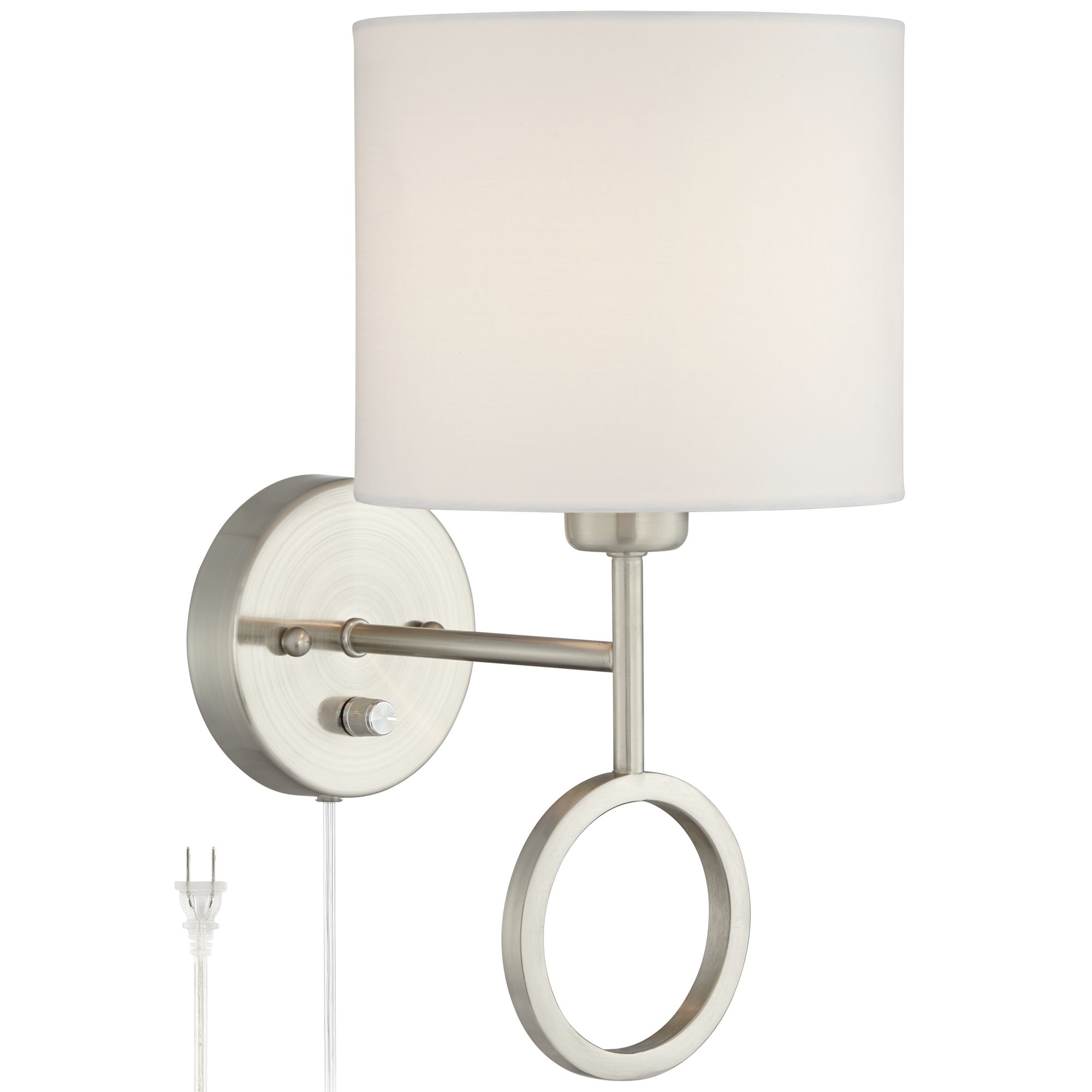 brushed nickel wall sconce with fabric shade