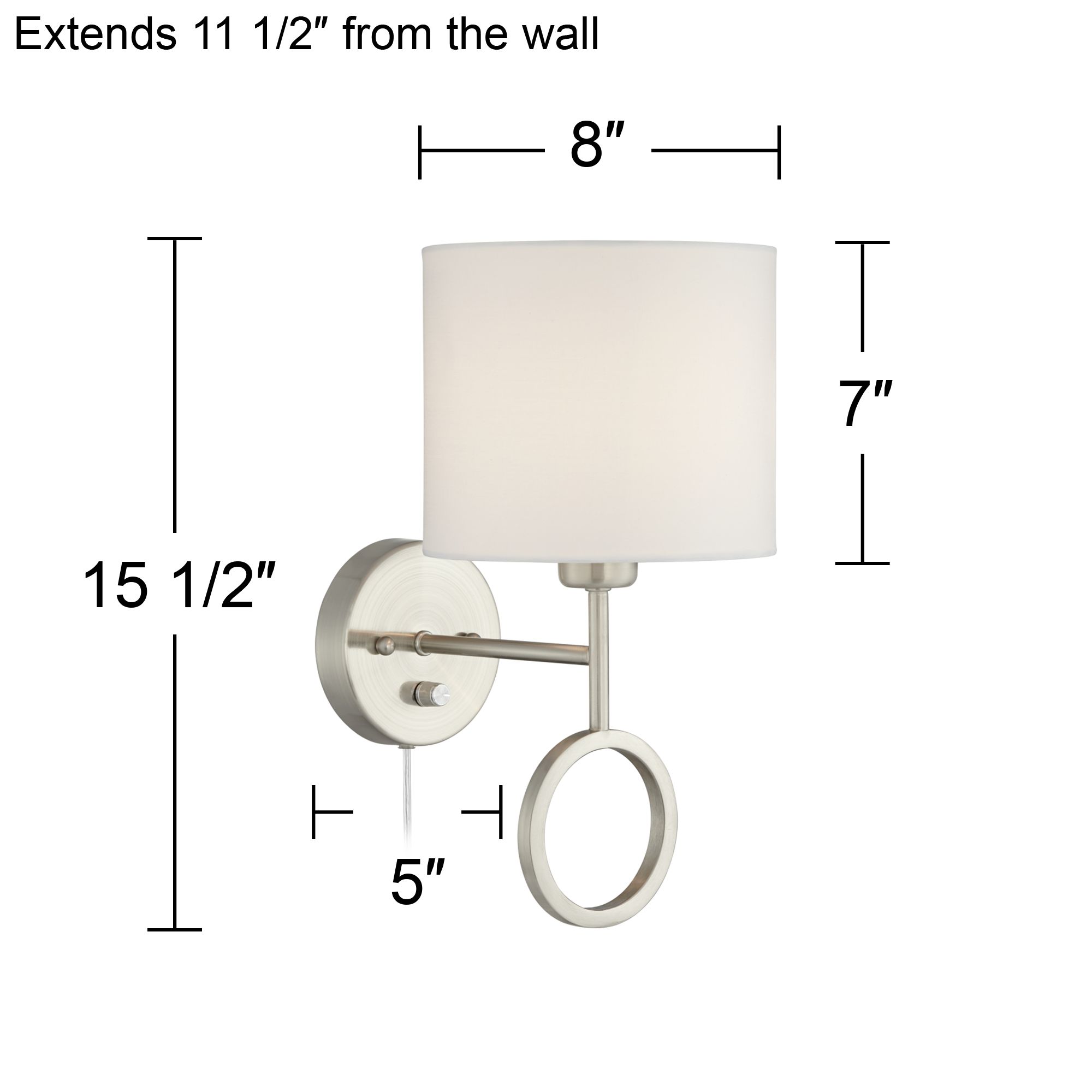 Amidon Brushed Nickel Drop Ring PlugIn Wall Lamp 46R97 Lamps Plus