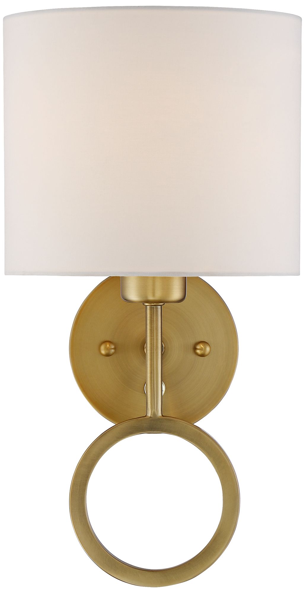 Amidon Warm Brass Drop Ring PlugIn Wall Lamp with USBOutlet Wall
