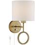 Amidon Warm Brass Drop Ring Plug-In Wall Lamp