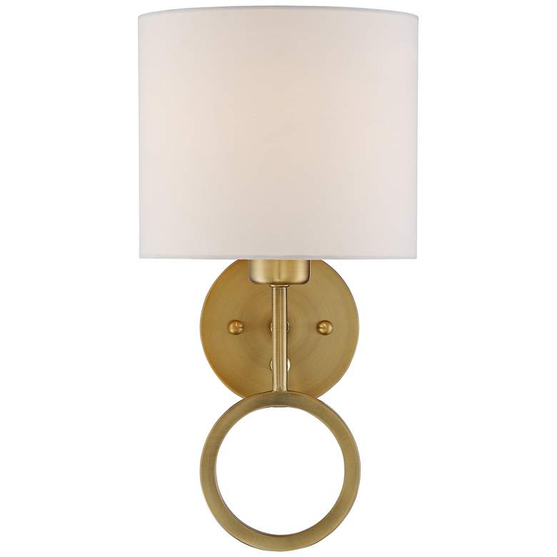Image 5 Amidon Warm Brass Drop Ring Plug-In Wall Lamp more views