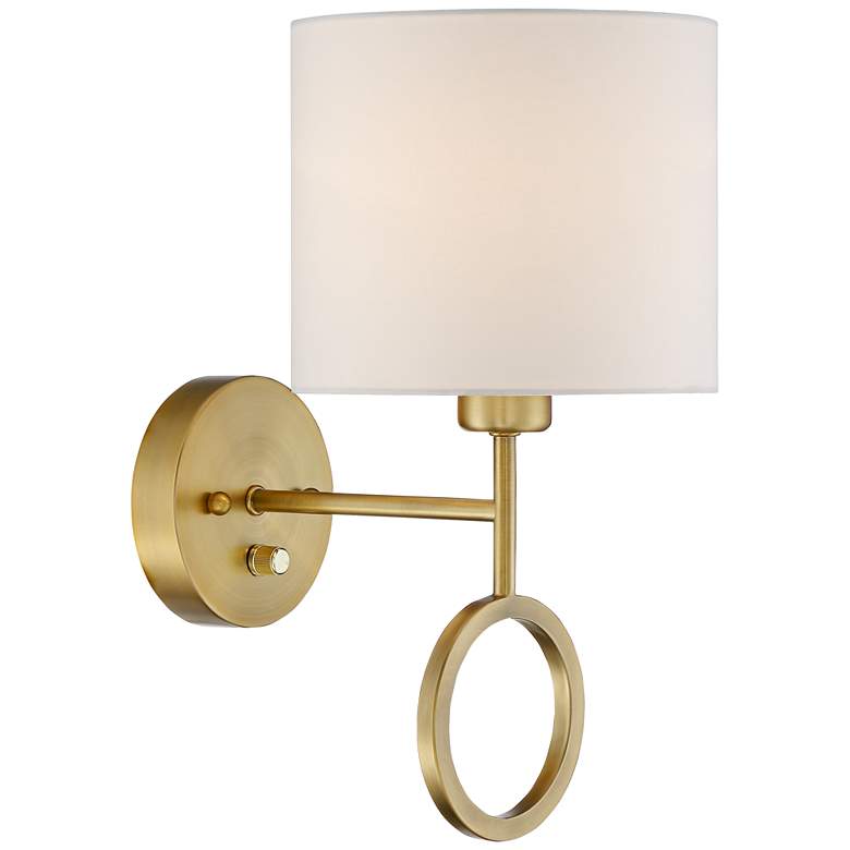 Image 6 Amidon Warm Brass Drop Ring Plug-In Wall Lamp more views