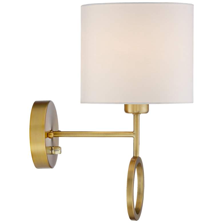 Image 7 Amidon Warm Brass Drop Ring Plug-In Wall Lamp more views