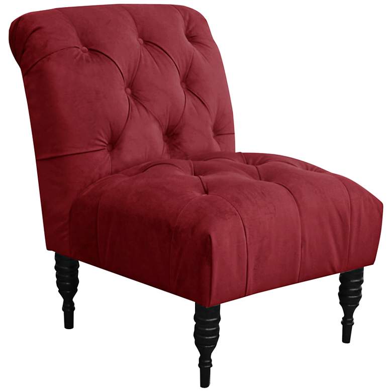 Image 1 Amie Velvet Berry Tufted Accent Chair