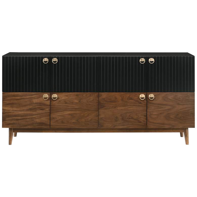 Image 5 Amigo 67" Wide Mid-Century Black and Walnut 8-Door Buffet more views