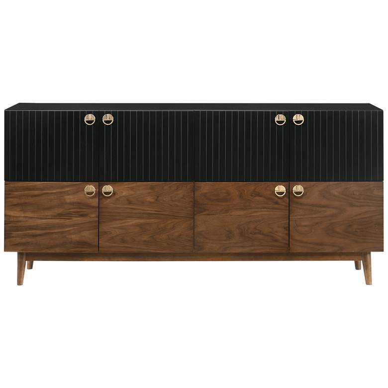 Image 5 Amigo 67 inch Wide Mid-Century Black and Walnut 8-Door Buffet more views