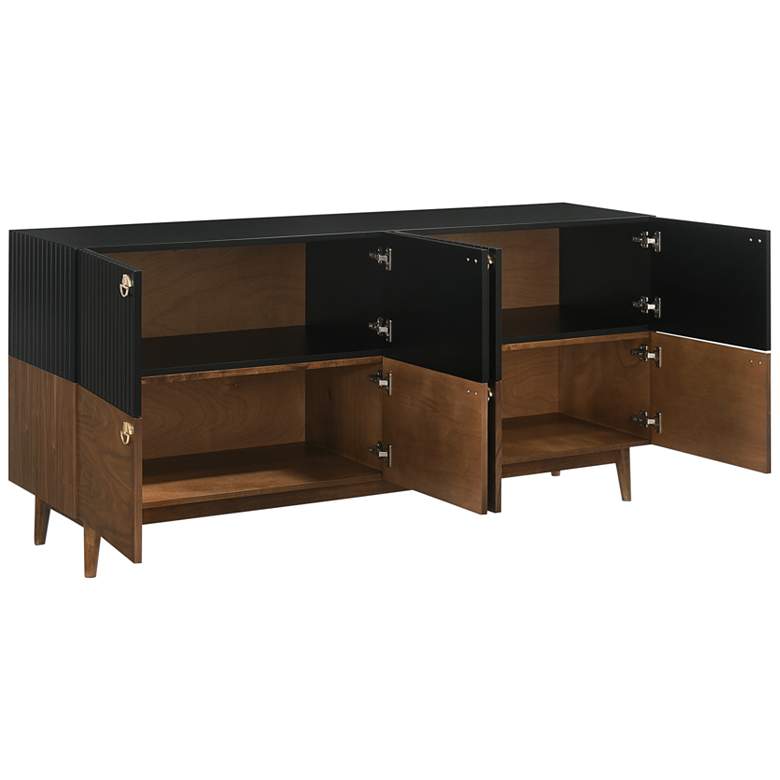 Image 7 Amigo 67" Wide Mid-Century Black and Walnut 8-Door Buffet more views