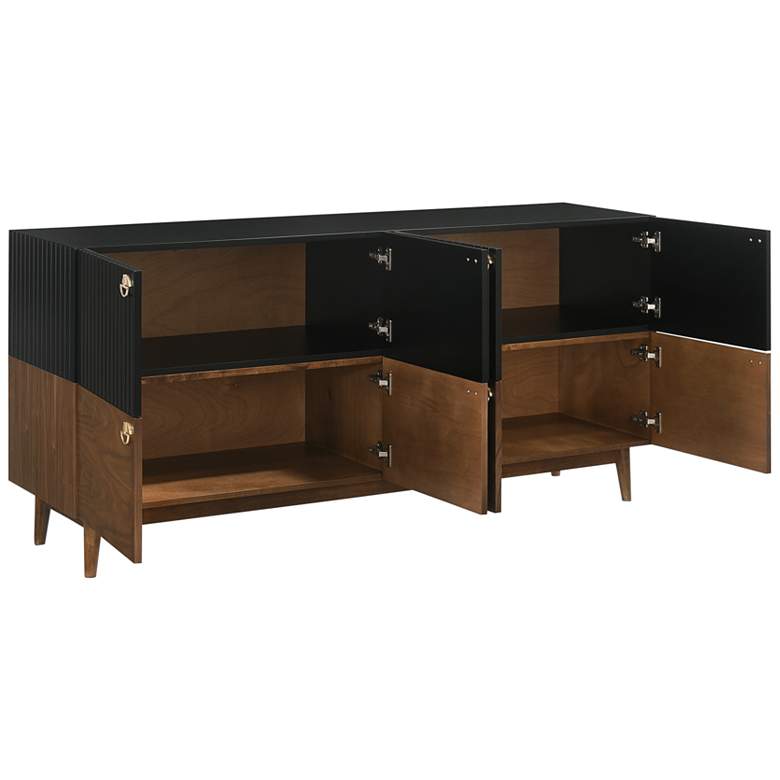 Image 7 Amigo 67 inch Wide Mid-Century Black and Walnut 8-Door Buffet more views