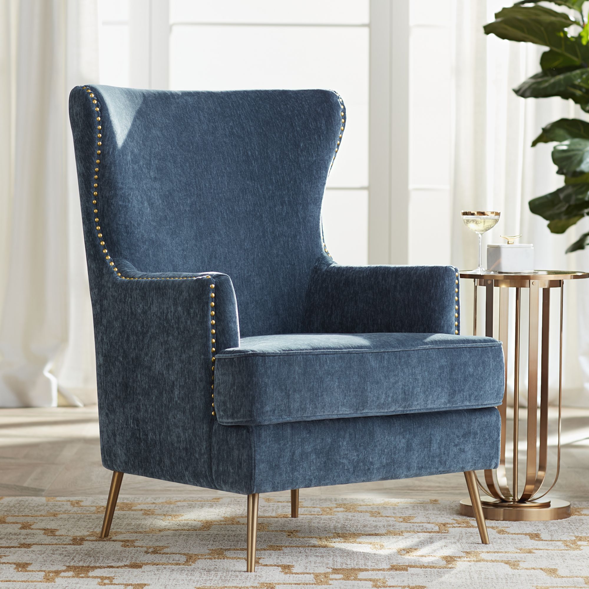 Dark blue bedroom outlet chair