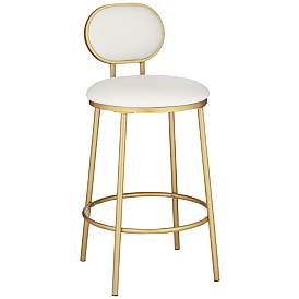 Image3 of Amir Gold Metal and White Faux Leather Barstool