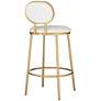 Amir Gold Metal and White Faux Leather Barstool in scene