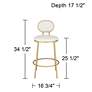 Amir Gold Metal and White Faux Leather Barstool