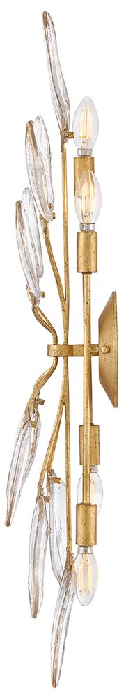 Amira 34" High Distressed Brass 4-Light Wall Sconce