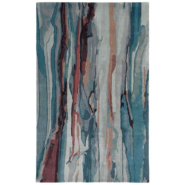 Image 2 Amira AMI8634 5'x8' Blue and Red Watercolor Area Rug