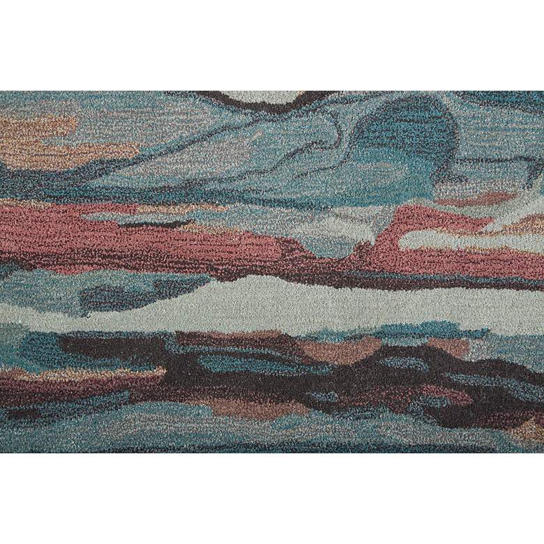 Image 5 Amira AMI8634 5'x8' Blue and Red Watercolor Area Rug more views