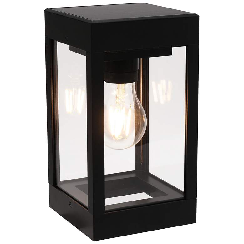Image 1 Amit 8 3/4" High Black Solar LED Outdoor Lantern Wall Light