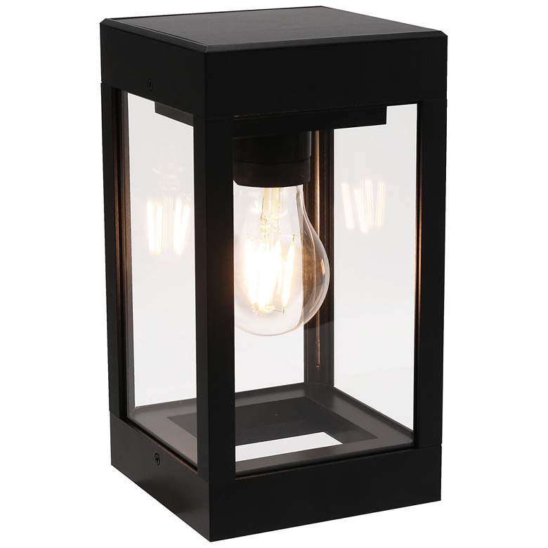 Image 1 Amit 8 3/4 inch High Black Solar LED Outdoor Lantern Wall Light