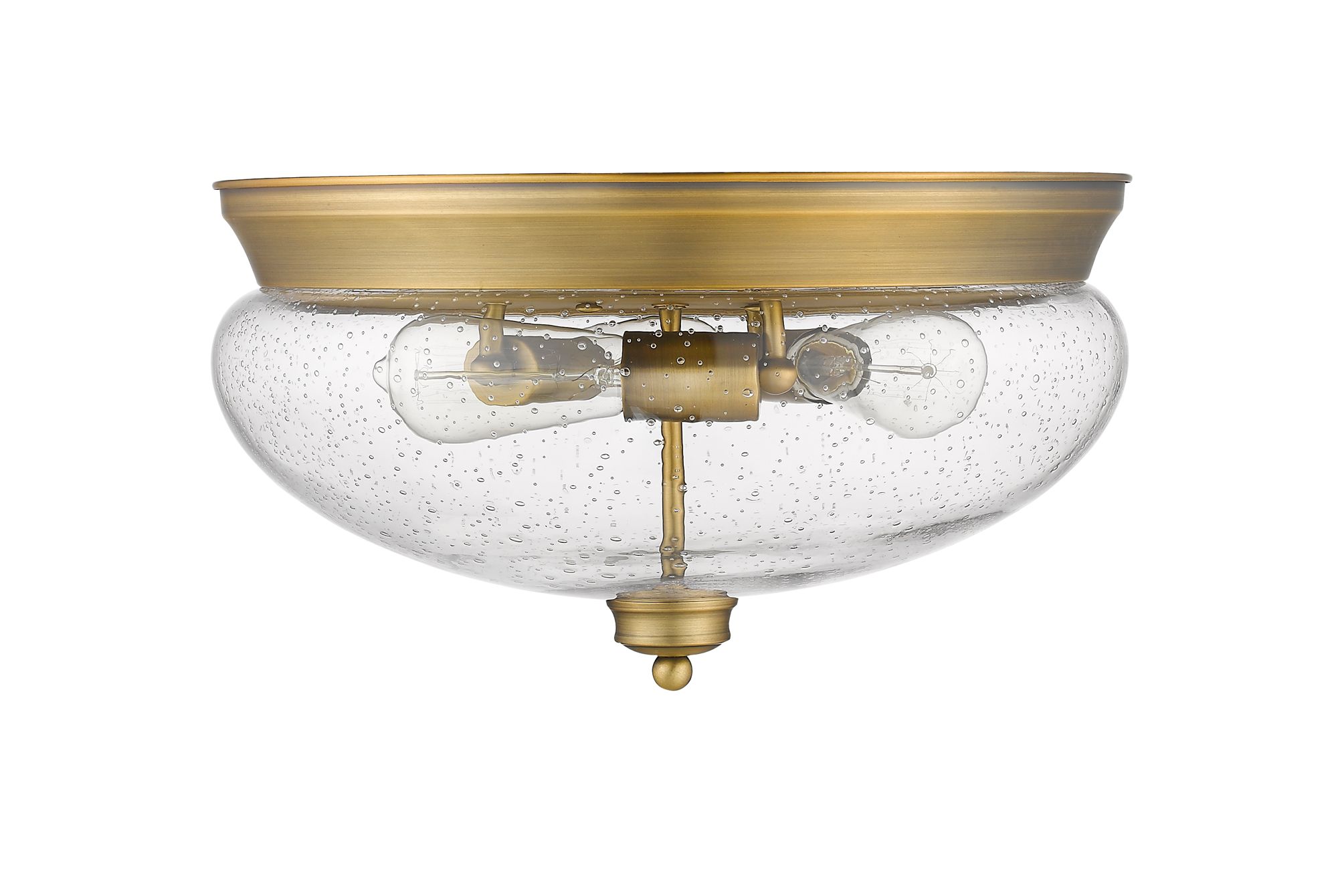 Amon by Z-Lite Heritage Brass 3 Light Flush Mount in scene