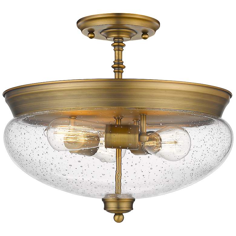 Image 1 Amon by Z-Lite Heritage Brass 3 Light Semi Flush Mount