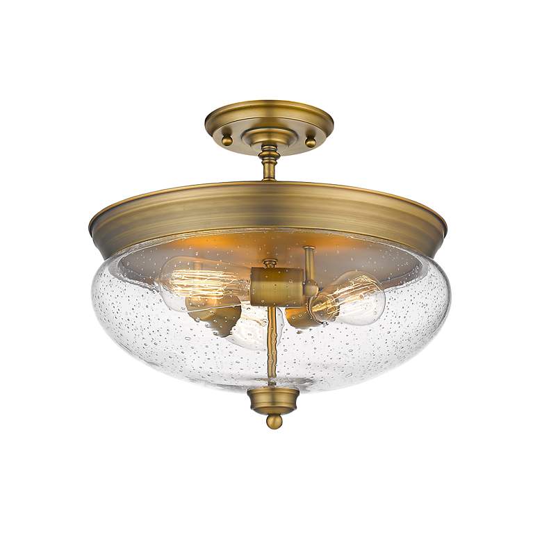Image 3 Amon by Z-Lite Heritage Brass 3 Light Semi Flush Mount more views