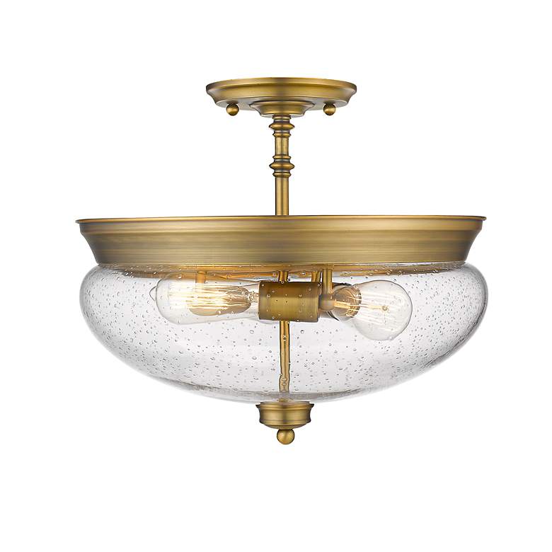Image 4 Amon by Z-Lite Heritage Brass 3 Light Semi Flush Mount more views