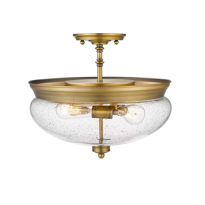 Image 5 Amon by Z-Lite Heritage Brass 3 Light Semi Flush Mount more views