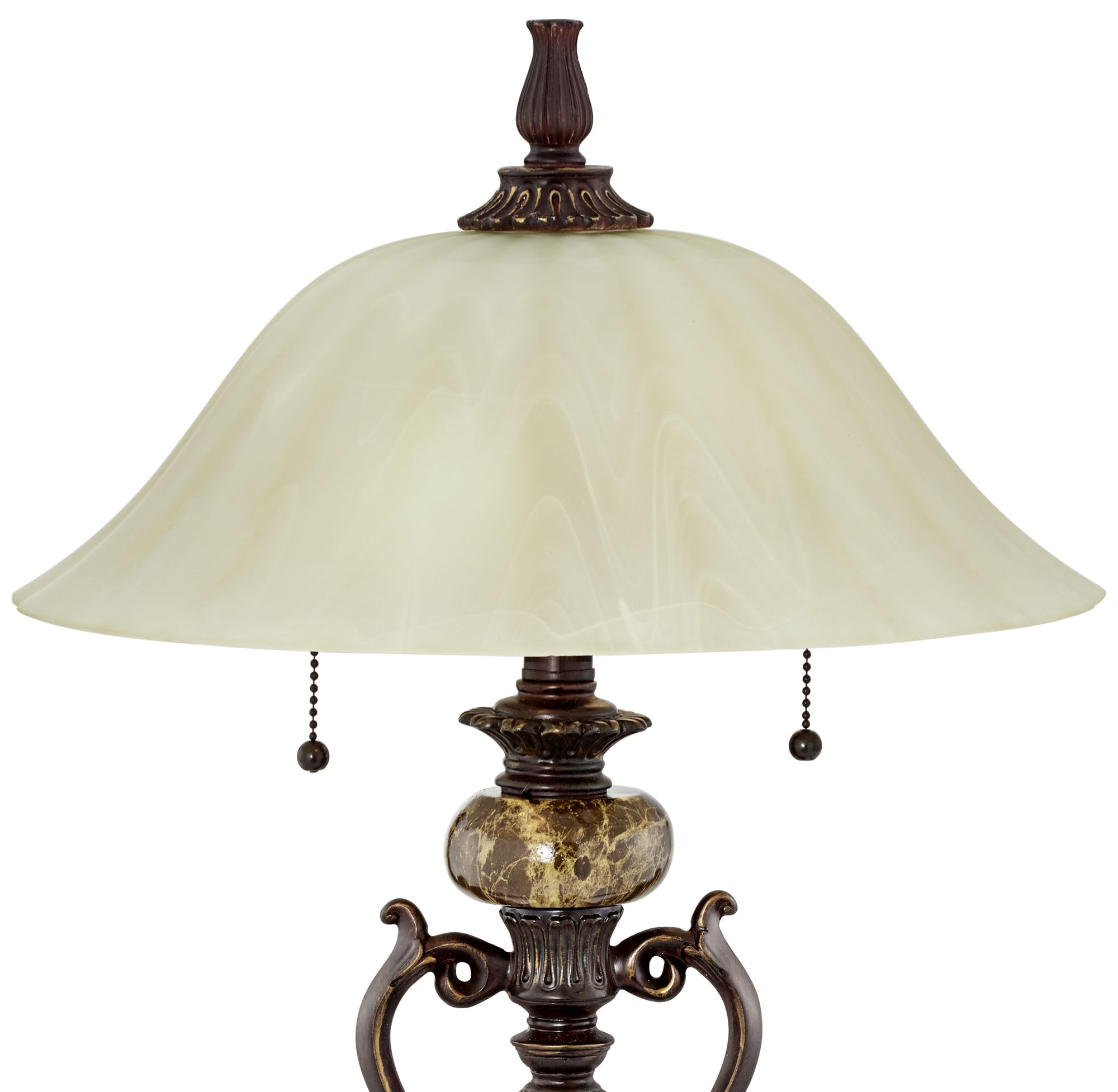 amor collection glass shade accent table lamp in bronze