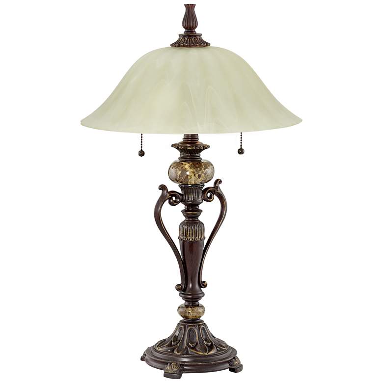 Amor Bronze Glass Shade Accent Table Lamp with Table Top Dimmer more views