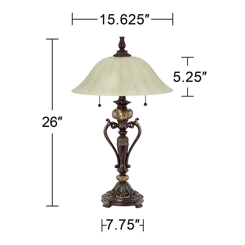 Amor Collection Glass Shade Accent Table Lamp in Bronze more views