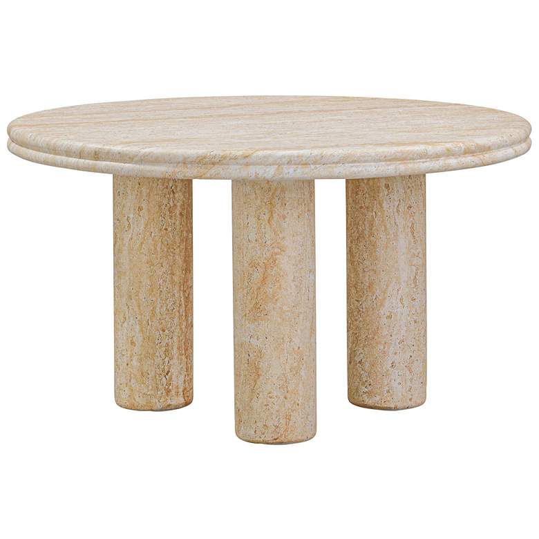 Image 1 Amora 26" Wide Faux Travertine Round Accent Table