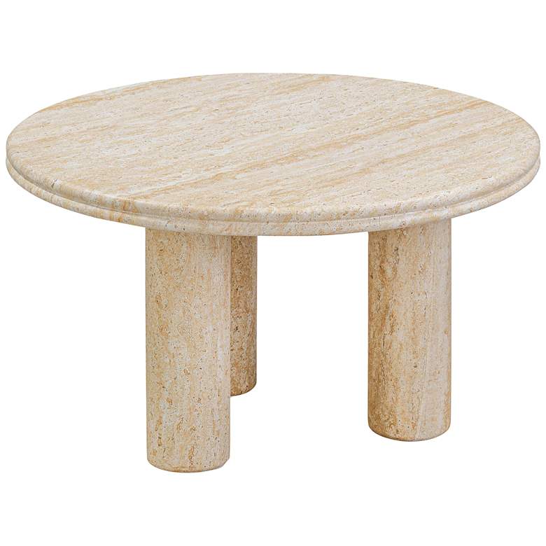 Image 4 Amora 26" Wide Faux Travertine Round Accent Table more views