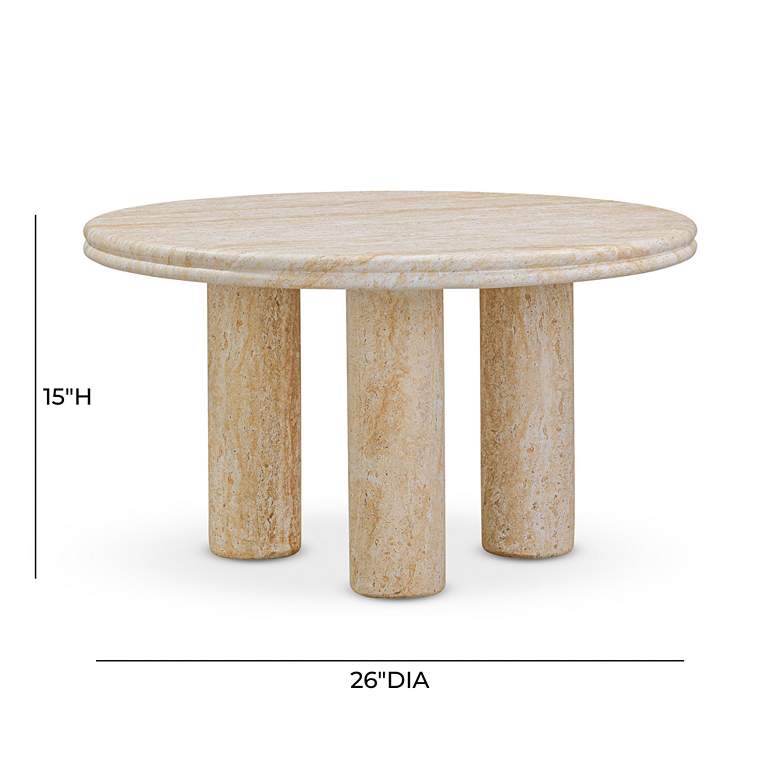 Image 5 Amora 26" Wide Faux Travertine Round Accent Table more views
