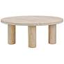 1_Amora 32" Wide Faux Travertine Round Accent Table