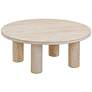 4_Amora 32" Wide Faux Travertine Round Accent Table more views