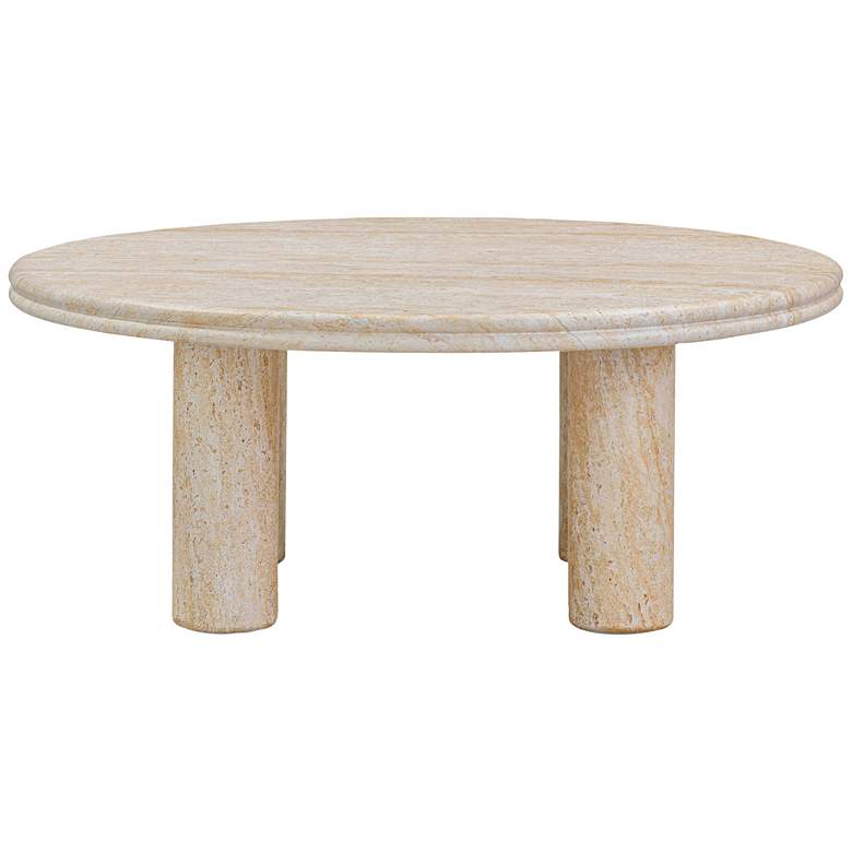 Image 5 Amora 32" Wide Faux Travertine Round Accent Table more views
