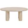 5_Amora 32" Wide Faux Travertine Round Accent Table more views