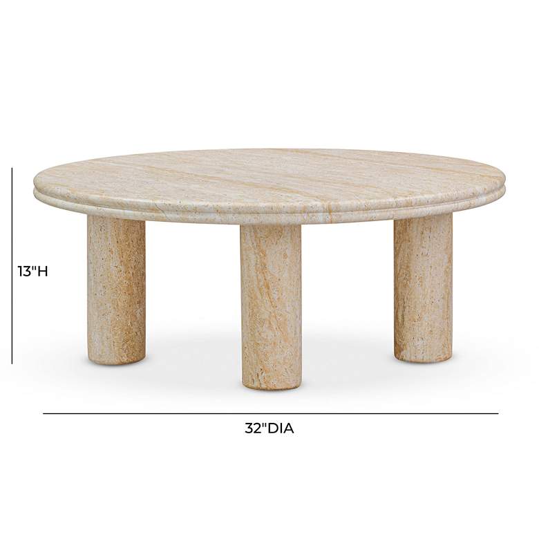 Image 6 Amora 32" Wide Faux Travertine Round Accent Table more views