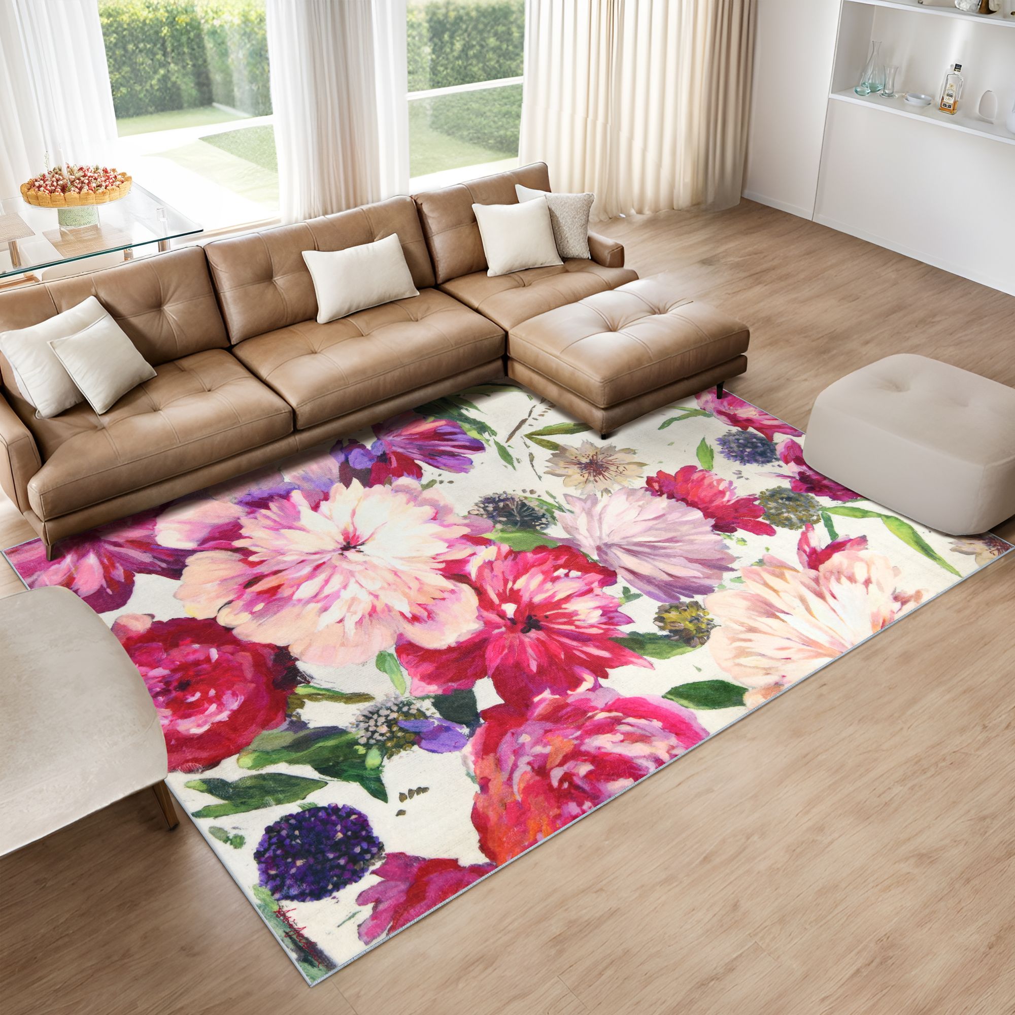 Image 3 Amoroso A 8'x10'Hand Washable Flowers power-loomed Art Area Rug more views