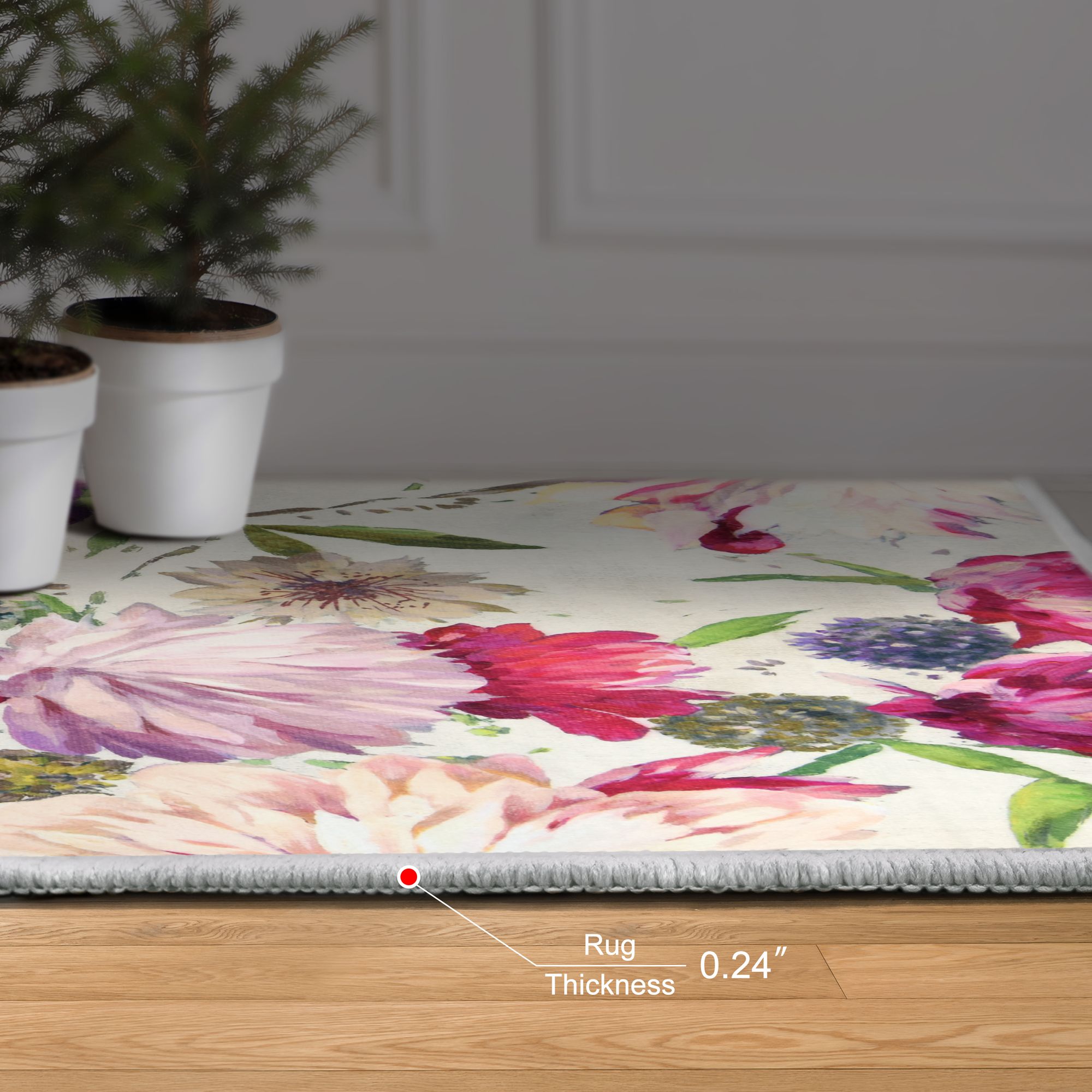 Image 7 Amoroso B 5'x8'Hand Washable Flowers Power-loomed Art Area Rug more views