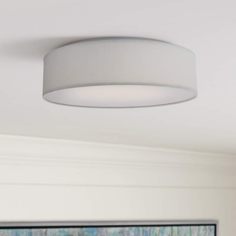 Amos 15 inch Wide White Drum LED Ceiling Light