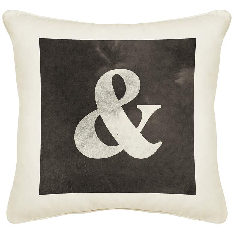 Image 1 Ampersand Cream Canvas 18 inch Square Pillow