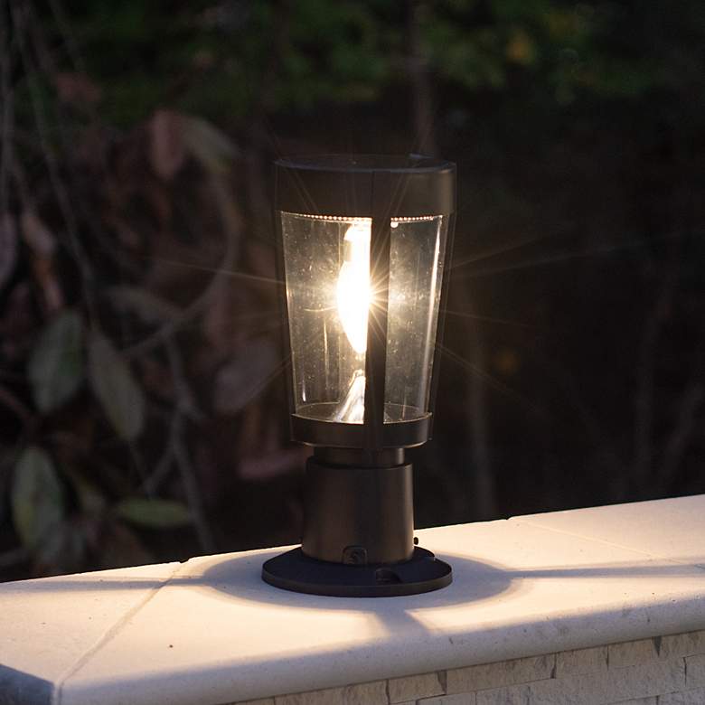 Image 1 Amphora 12 1/4" High Black Solar LED Post/Pier Mount Light