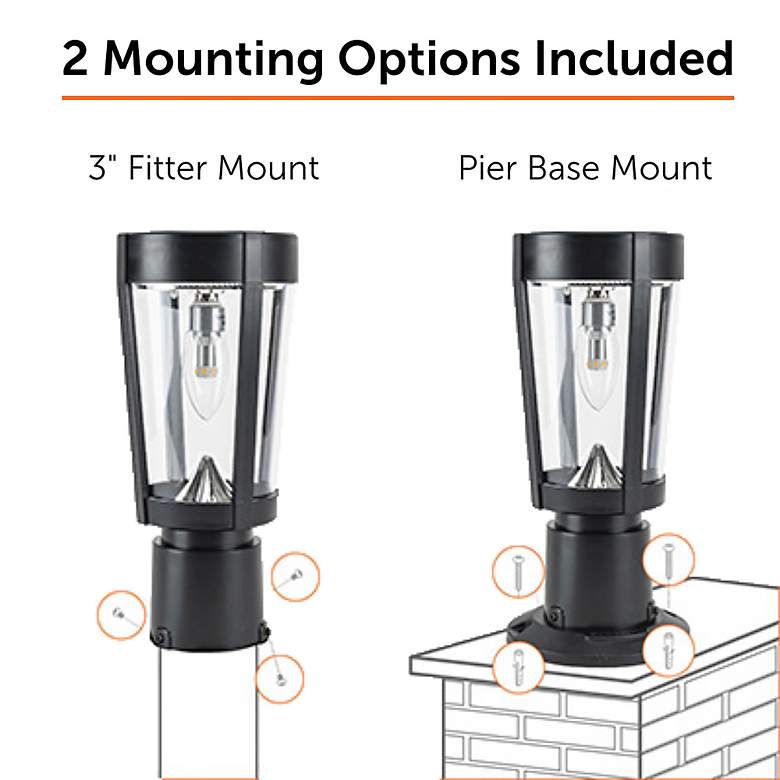 Image 5 Amphora 12 1/4" High Black Solar LED Post/Pier Mount Light more views