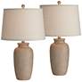 2_Amphora 25 1/4" Beige Oatmeal Rustic Coastal Table Lamps Set of 2