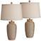 Amphora 25 1/4" Beige Oatmeal Rustic Coastal Table Lamps Set of 2